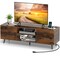 Media Console Table with 2 Side Cabinets with Doors and 3-Position Adjustable Shelf
